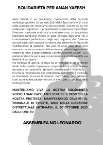 TESTO CHIAMATA PRESIDIO DDA TRIESTE Anan Yaeesh